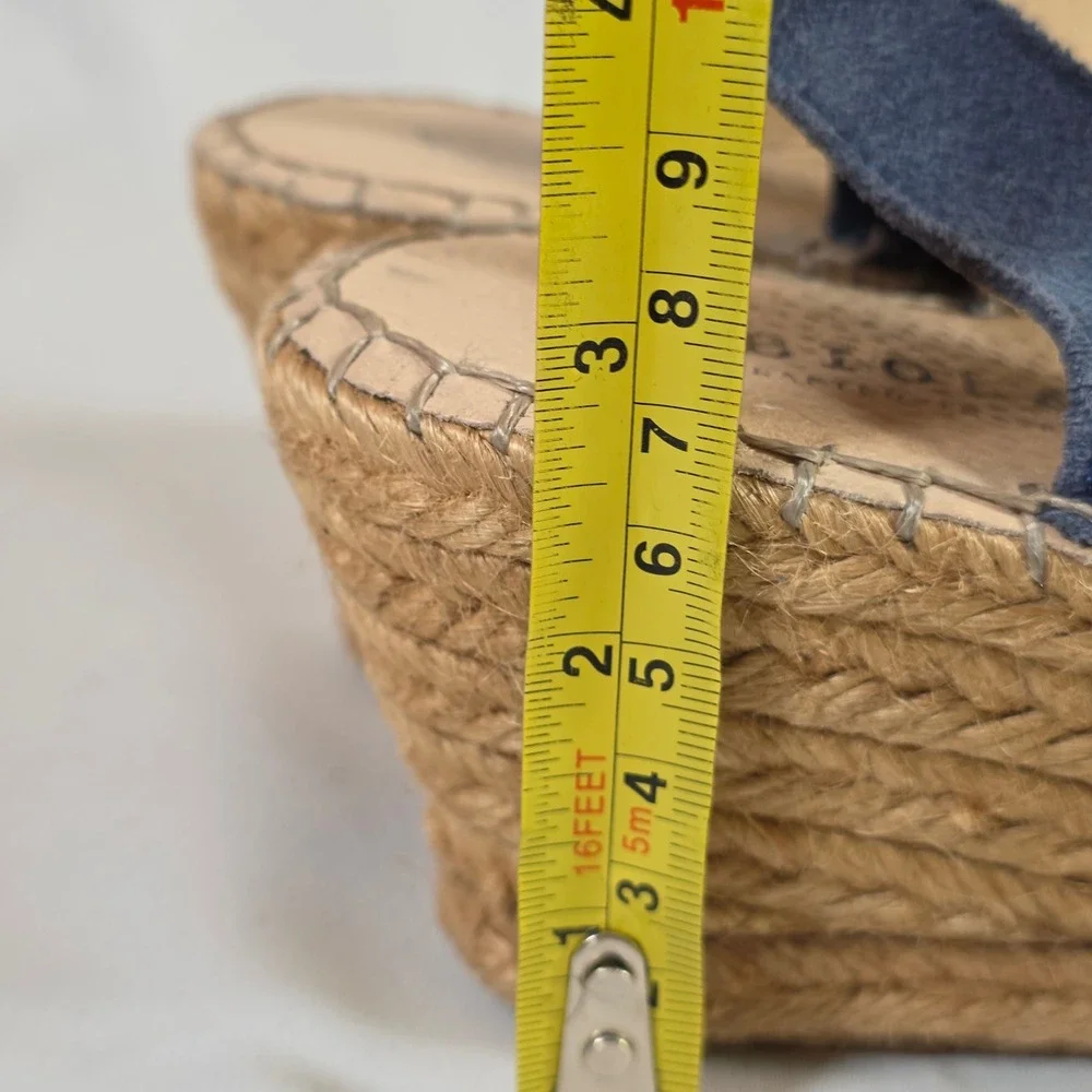 FABIOLAS Blue Suede Espadrille Wedge Sandals Peep Toe Made in‎ Spain Size 39/8.5
